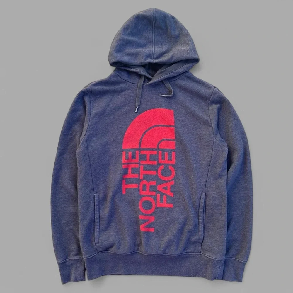 The North Face Men's Gray Hoodie with Red Logo